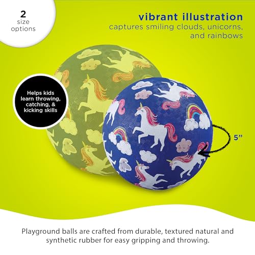 Crocodile Creek Unicorns & Rainbows Playground Ball – Durable, PVC-Free Rubber Kickball for Ages 3+
