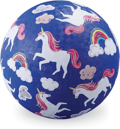 Crocodile Creek Unicorns & Rainbows Playground Ball – Durable, PVC-Free Rubber Kickball for Ages 3+