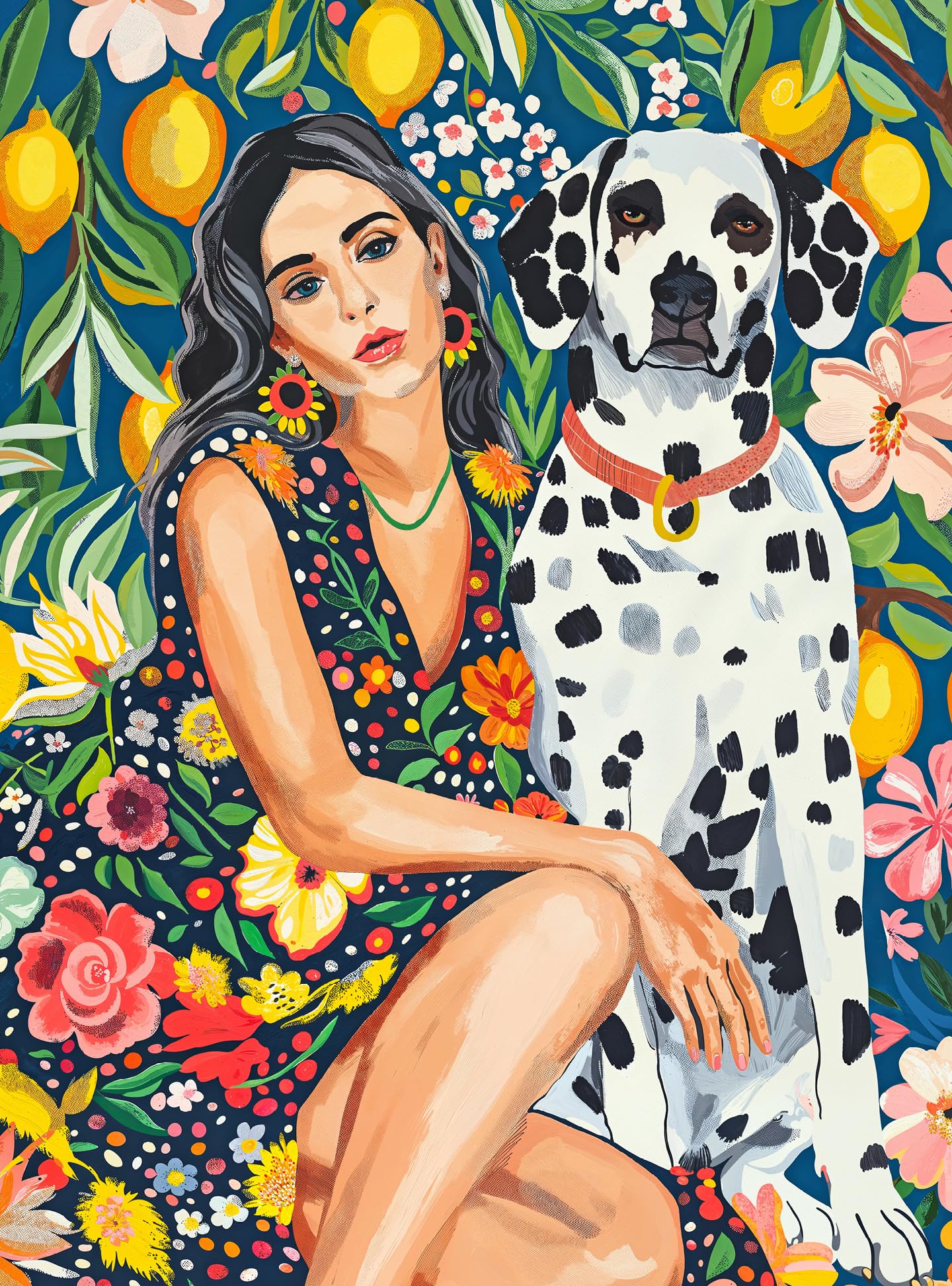 Cross & Glory Spot and Jane: Lemon Grove Delight – 1000 Piece Jigsaw Puzzle for Adults, Tropical Artwork with Dalmatian