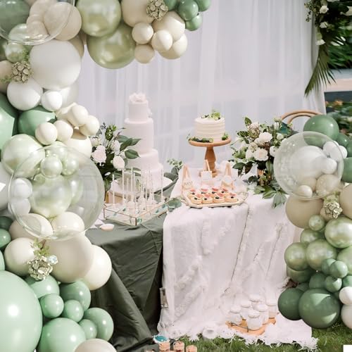 CROSSFINGERS 108Pcs Double Stuffed Sage Green Balloon Arch Kit for Weddings, Bridal Showers, Baby Showers, Birthdays
