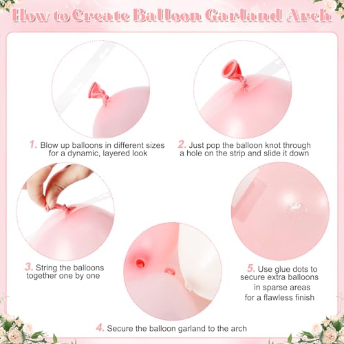 CROSSFINGERS 124-Piece Pink Balloon Arch Kit – Pastel Pink, Light Pink & Sand White Balloon Garland for Baby Showers, Weddings & Birthdays