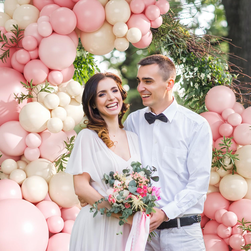 CROSSFINGERS 124-Piece Pink Balloon Arch Kit – Pastel Pink, Light Pink & Sand White Balloon Garland for Baby Showers, Weddings & Birthdays