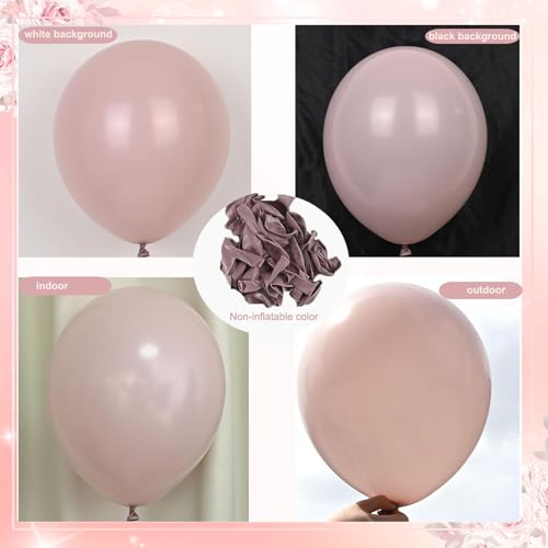 CROSSFINGERS Dusty Pink Balloon Garland Arch Kit - 168-Piece Double Stuffed Pearl White & Dusty Pink Balloons for Birthday, Wedding, Baby Shower Decorations