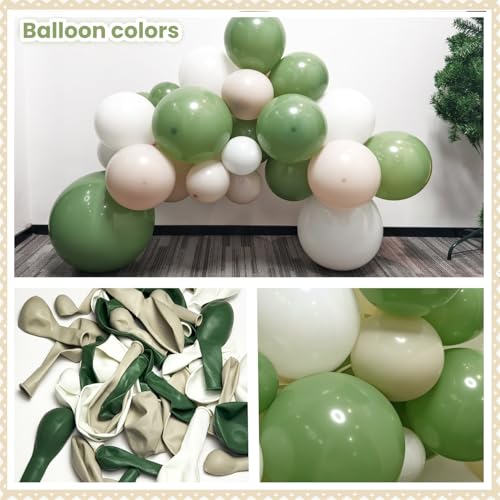 CROSSFINGERS Sage Green Balloon Arch Garland Kit - 145-Piece Set for Parties