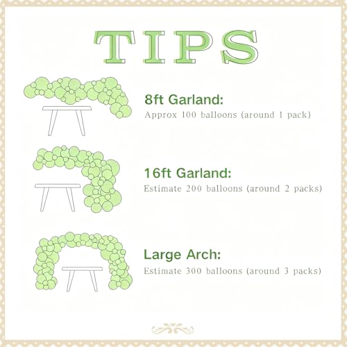 CROSSFINGERS Sage Green Balloon Arch Garland Kit - 145-Piece Set for Parties
