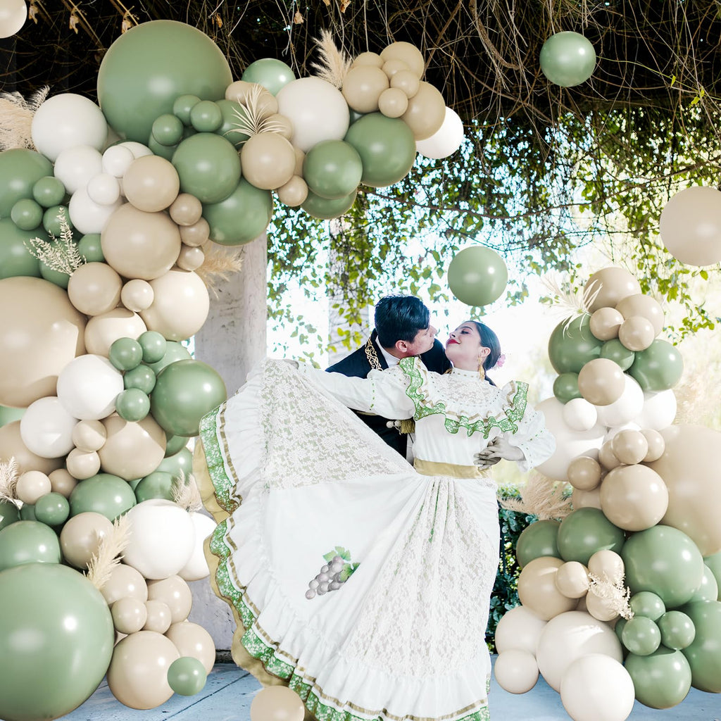 CROSSFINGERS Sage Green Balloon Arch Garland Kit - 145-Piece Set for Parties