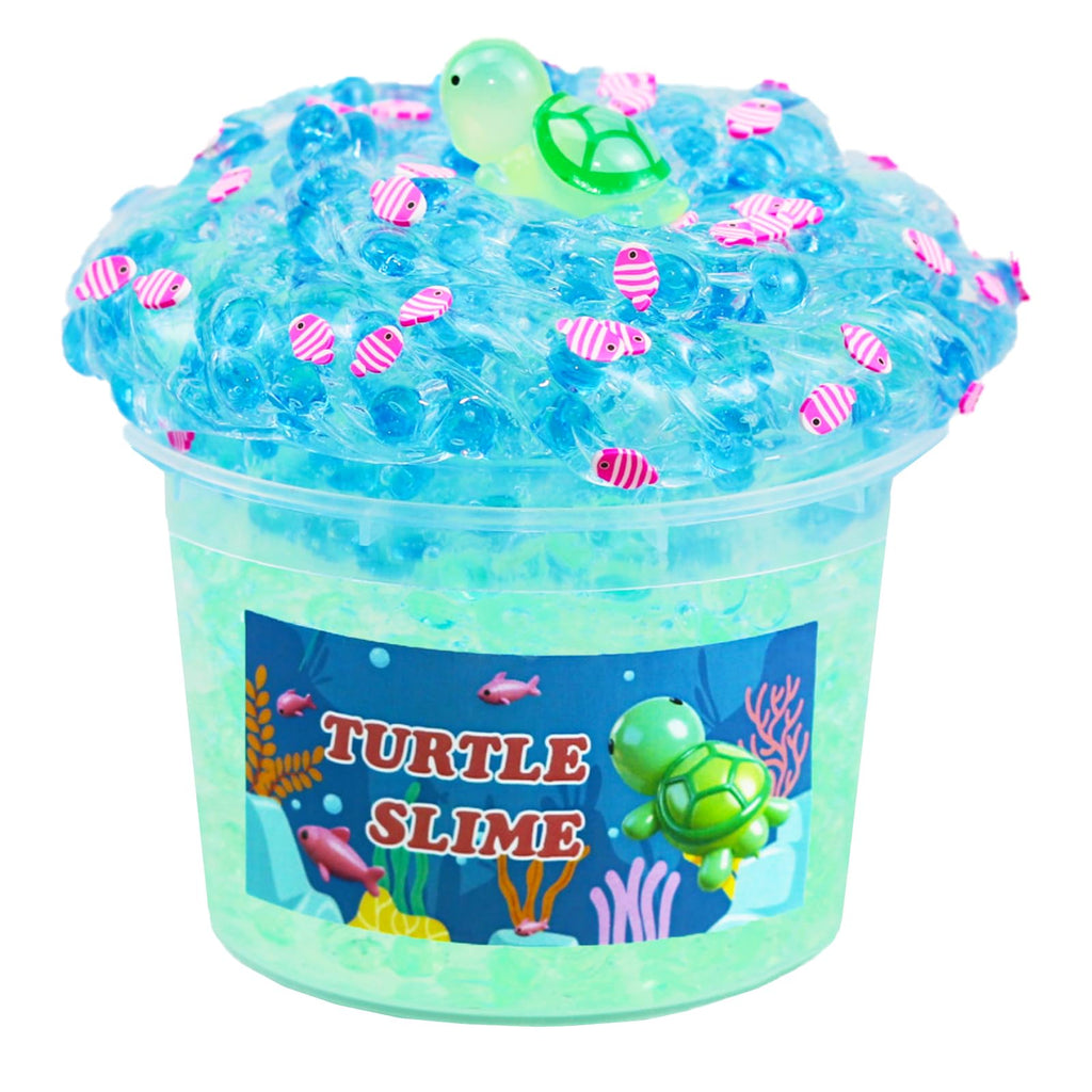 Crunchy Fishbowl Bead Slime Kit with Turtle Toy - Clear Slime for Kids Ages 6+ Party Favors