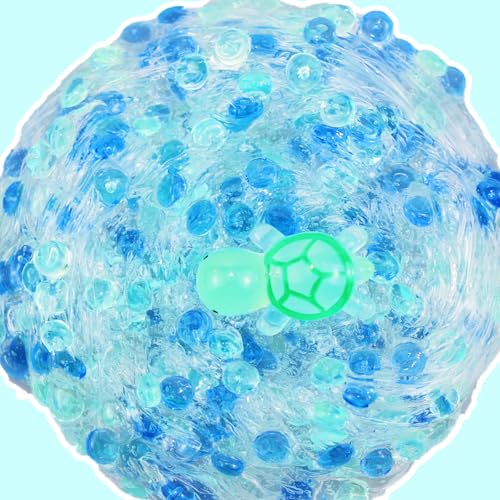 Crunchy Fishbowl Bead Slime Kit with Turtle Toy - Clear Slime for Kids Ages 6+ Party Favors