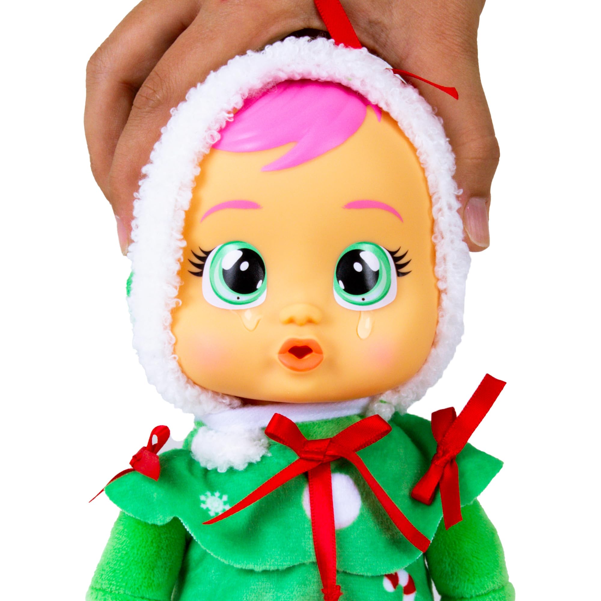 Cry Babies Tiny Cuddles Christmas Noelle Doll – 9" Soft Baby Doll, Cries Real Tears, Festive Pajamas
