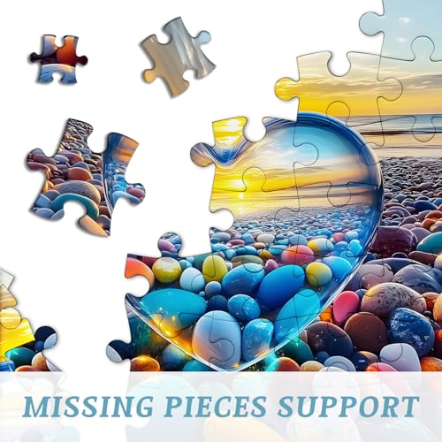 Crystal Heart 1000-Piece Jigsaw Puzzle – PICKFORU Summer Beach Sunset Scene for Adults