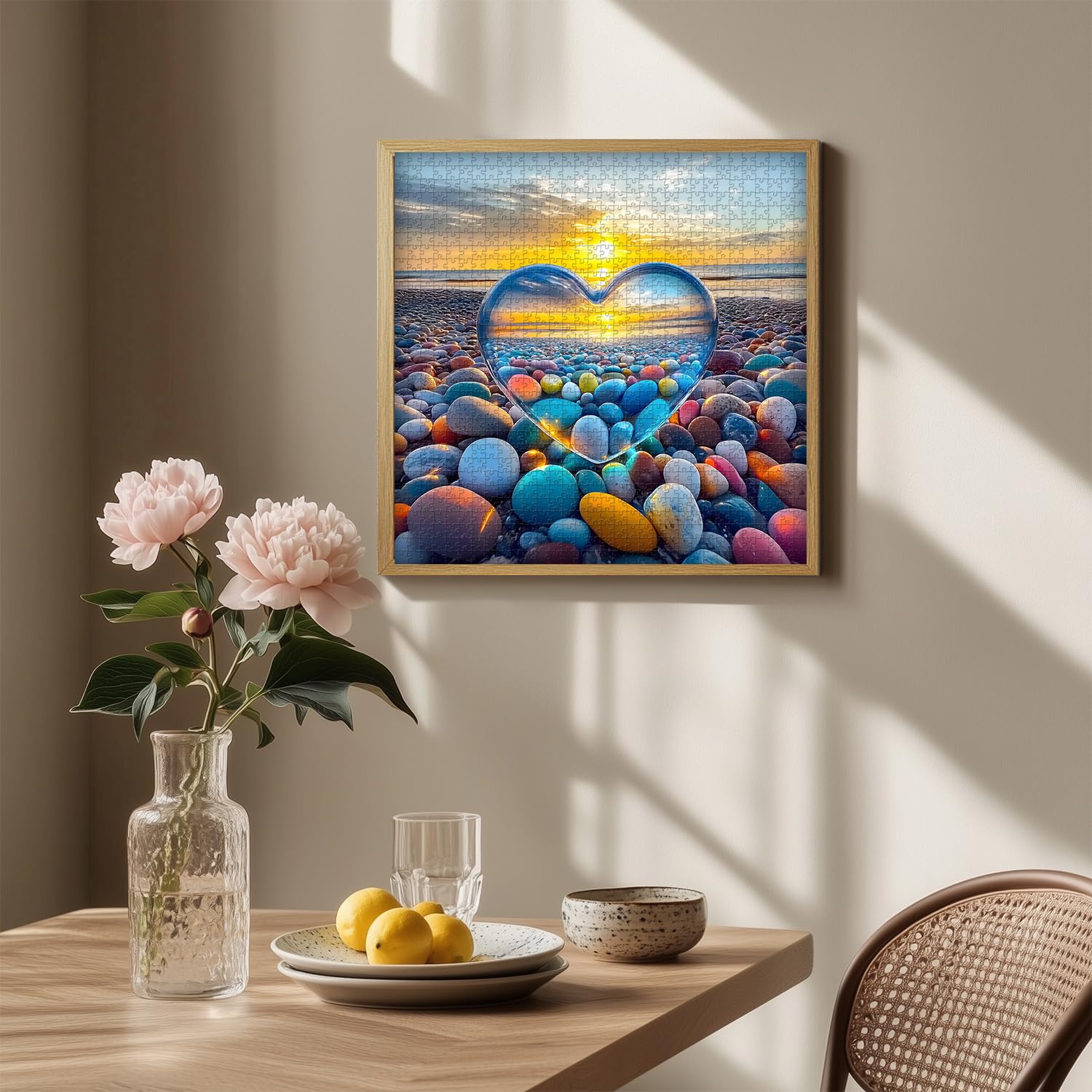Crystal Heart 1000-Piece Jigsaw Puzzle – PICKFORU Summer Beach Sunset Scene for Adults