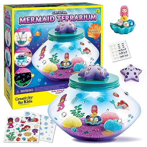 Crystal Mermaid Terrarium Kit – Grow Crystals & Light Up STEM Craft for Kids Ages 6+