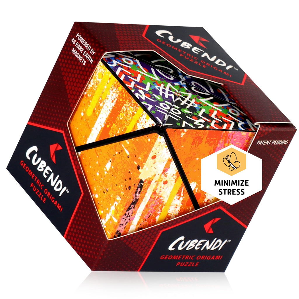 CUBENDI Geometric Origami Puzzle - Magnetic Shape Shifting Cube with 48 Magnets - Scribble Pattern