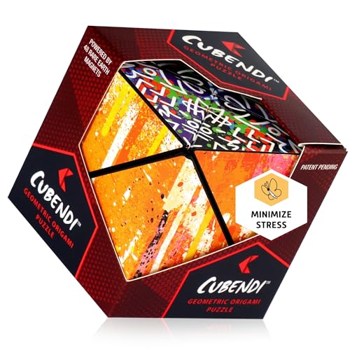CUBENDI Geometric Origami Puzzle - Magnetic Shape Shifting Cube with 48 Magnets - Scribble Pattern