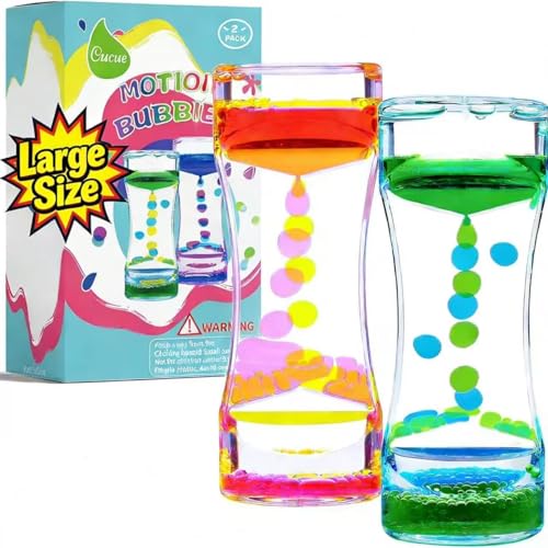 Cucue 2-Pack Liquid Motion Bubbler – Sensory Toy for Kids & Adults, 6.7-Inch Colorful Hourglass for Relaxation, No Power Needed