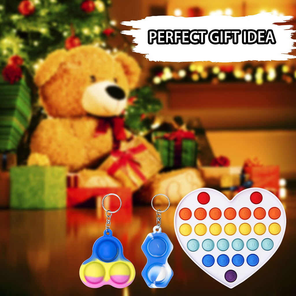 Cucue Keychain Mini Push Pop Fidget Toys – Pack of 3 Portable Silicone Poppers for Stress Relief and Sensory Play