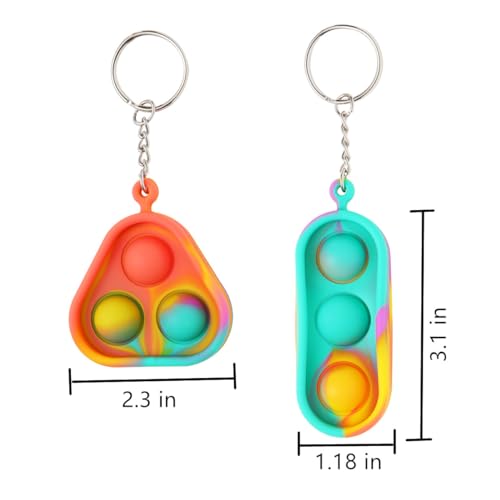 Cucue Keychain Mini Push Pop Fidget Toys – Pack of 3 Portable Silicone Poppers for Stress Relief and Sensory Play