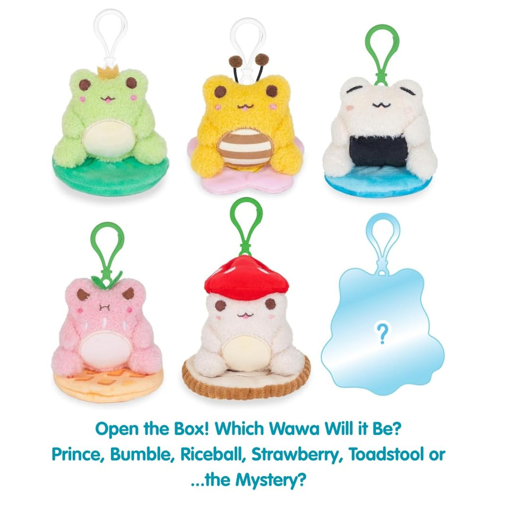 Cuddle Barn PlushGoals Wawa Fits Wawa Sits Blind Box Series 1 – Collectible Kawaii Frog Plushie Bag Charm, Mystery Unboxing, 3 Inches