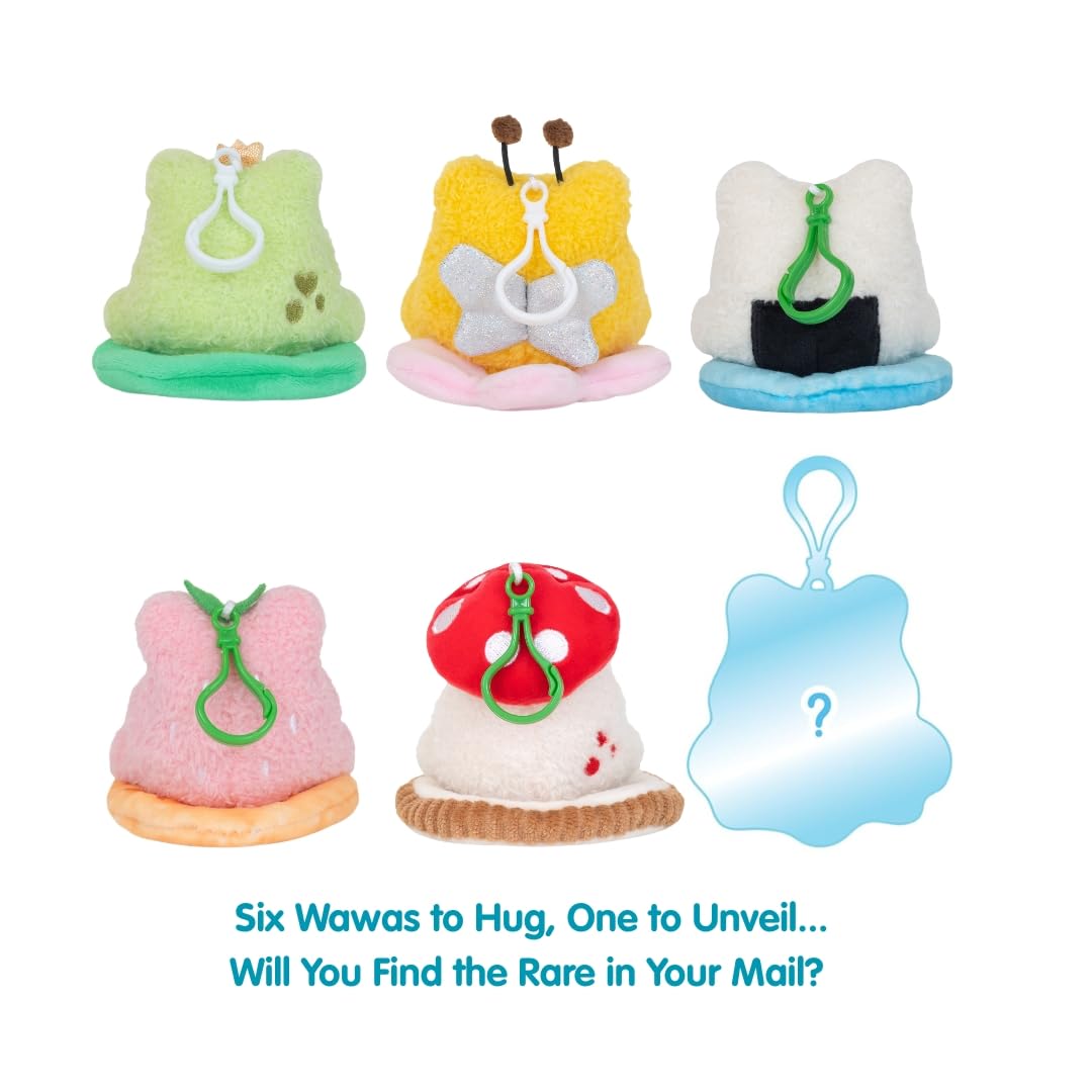 Cuddle Barn PlushGoals Wawa Fits Wawa Sits Blind Box Series 1 – Collectible Kawaii Frog Plushie Bag Charm, Mystery Unboxing, 3 Inches
