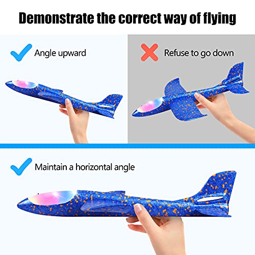 CUKU 2-Pack LED Foam Airplane – 17.5" Throwing Glider with Dual Flight Modes for Kids Ages 3-9