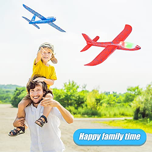 CUKU 2-Pack LED Foam Airplane – 17.5" Throwing Glider with Dual Flight Modes for Kids Ages 3-9