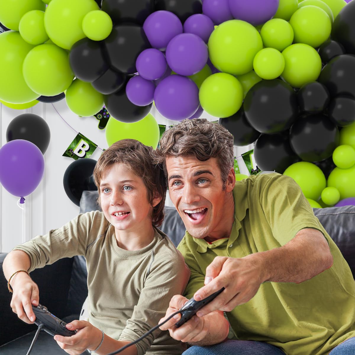 Cunnikku 122PCS Lime Green Purple Black Balloon Garland Kit for Party Decorations