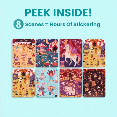 CUPKIN Circus Show Sticker Book for Kids – 300+ Stickers, 8 Coloring Pages, Spiral Binding