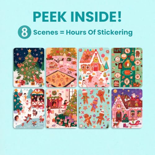 CUPKIN Holly Jolly Kids Sticker Book: 300+ Christmas Stickers, 8 Coloring Pages, Spiral-Bound Activity for Ages 2-8