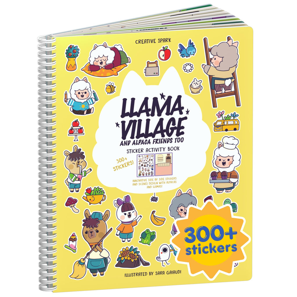 CUPKIN Llama Village Sticker Book: 300+ Stickers & 8 Coloring Pages for Kids Ages 2-8