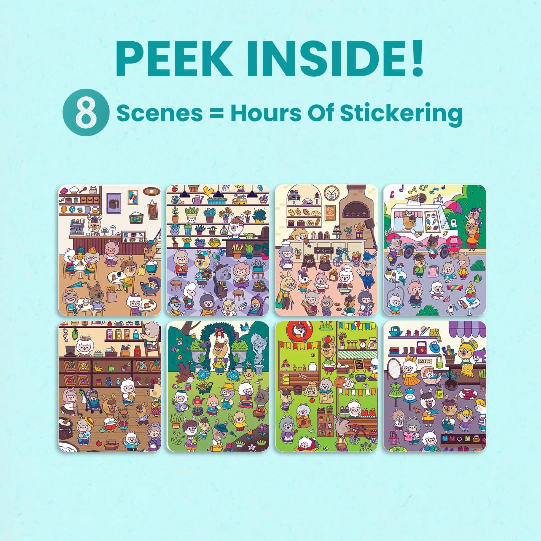 CUPKIN Llama Village Sticker Book: 300+ Stickers & 8 Coloring Pages for Kids Ages 2-8