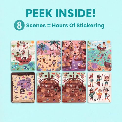 Cupkin Pirate Sticker Book - 300+ Reusable Stickers, 8 Scenes & 8 Coloring Pages for Kids