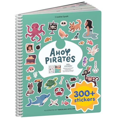 Cupkin Pirate Sticker Book - 300+ Reusable Stickers, 8 Scenes & 8 Coloring Pages for Kids