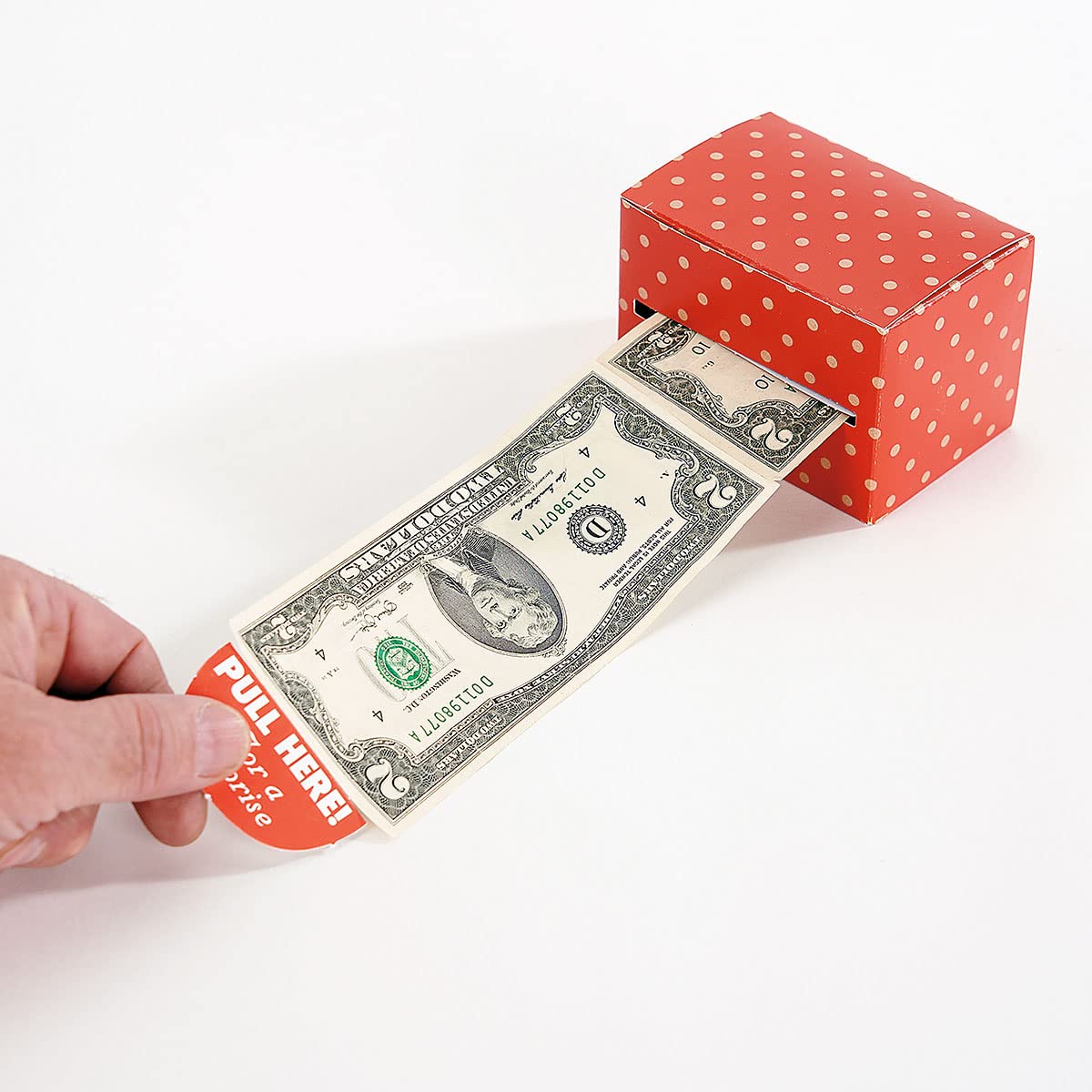 Current Kraft Christmas Money Dispenser and Gift Set – Red Polka Dot Cash Surprise Box with Gift Bag, 60 Seals