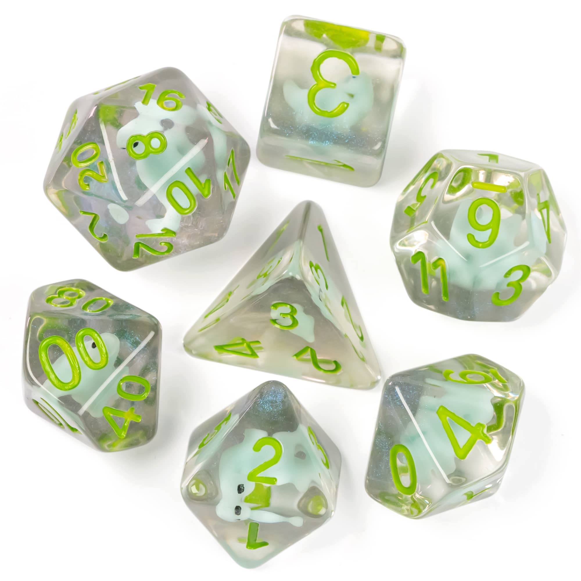 Cusdie 7-Die DND Dice Set with Dinosaur Figures Inside – Polyhedral RPG Dice (D4-D20)