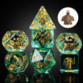 Cusdie Brown Turtle DND Dice Set – 7 Polyhedral Dice with Animal Inside