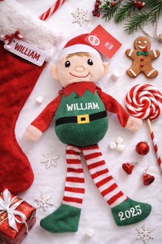 Custom Light Boy Elf Doll – Personalized Christmas Plush Toy 14 Inch Handmade