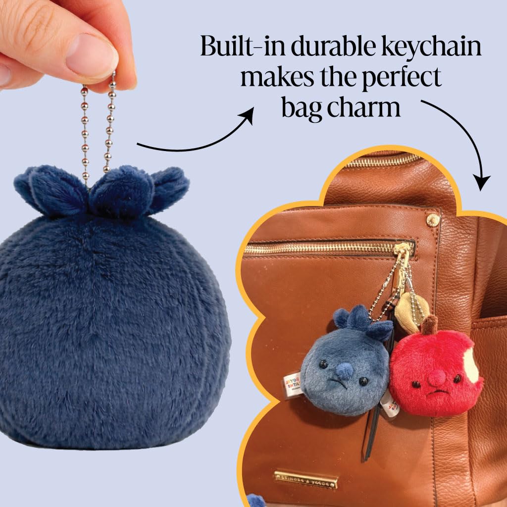 Cute Apple Plush Keychain – Kawaii Fruit Charm for Bags and Backpacks