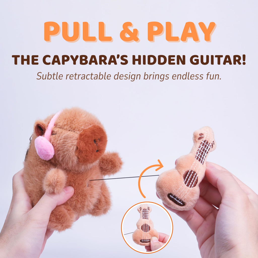 Cute Capybara and Bunny Plush Keychain Set - 2 Pcs Fluffy Ball Bag Charms