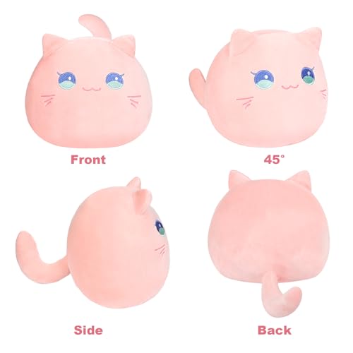 Cute Cat Plush Pillow – Pink 3D Stuffed Animal Toy by AUTOKAKUM