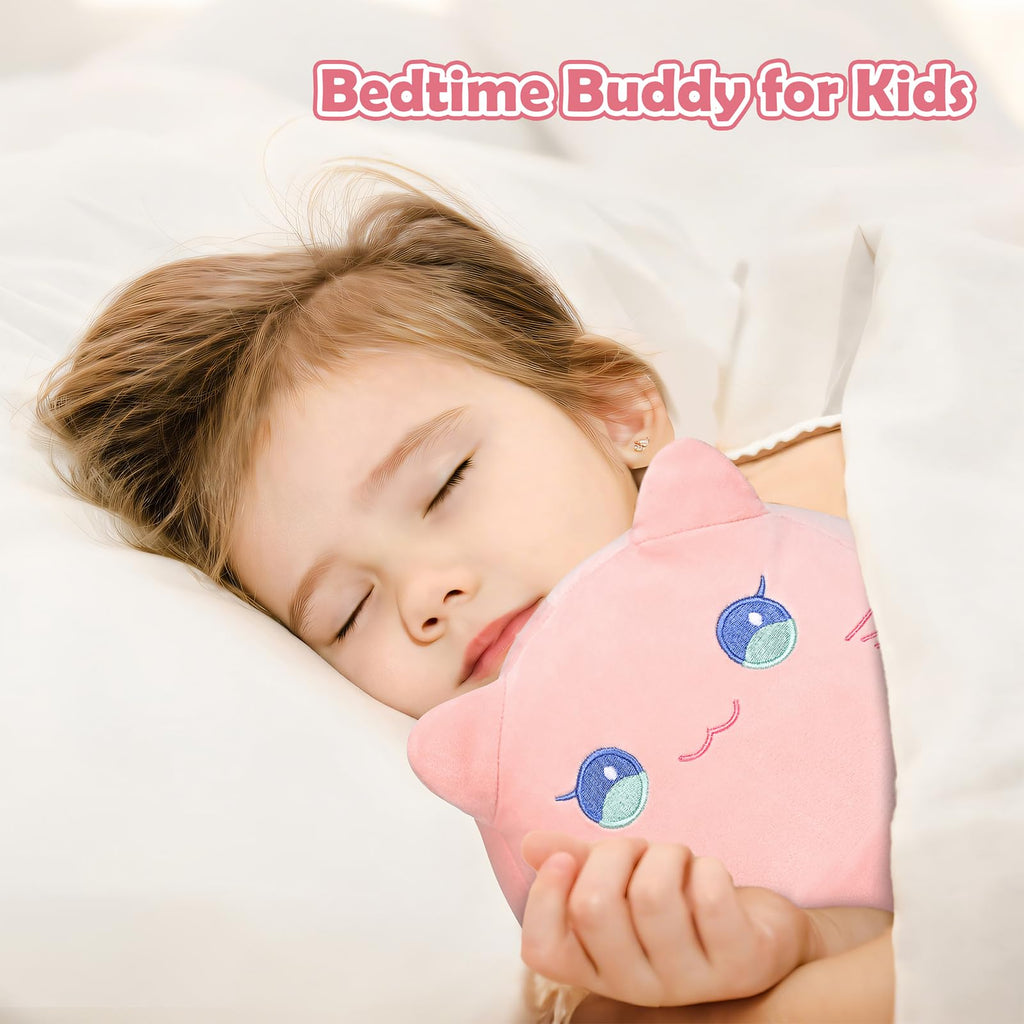 Cute Cat Plush Pillow – Pink 3D Stuffed Animal Toy by AUTOKAKUM