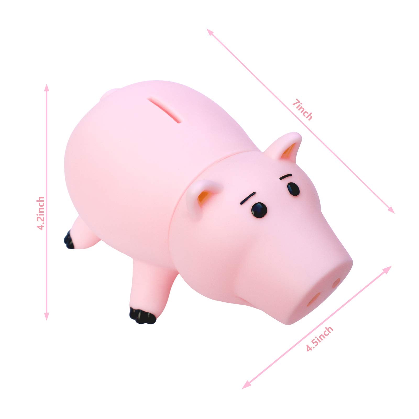 Cute Pink Piggy Bank for Kids - Plastic Coin Bank with Removable Nose