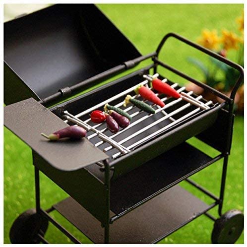 Cutemini 1:12 Scale Dollhouse BBQ Grill with Openable Lid and Movable Parts – Iron Construction