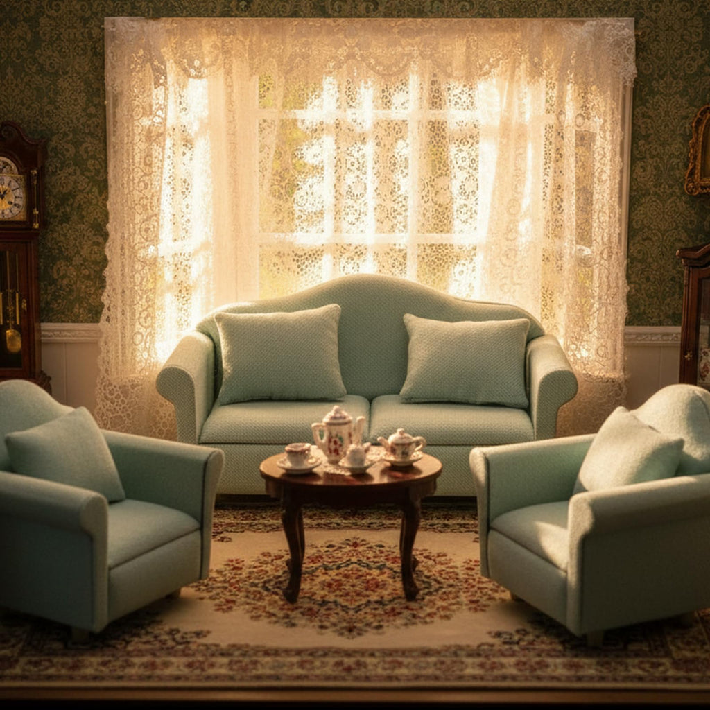 Cutemini 1:12 Scale Dollhouse Couch Green - Miniature Sofa with Pillows for Living Room Decor