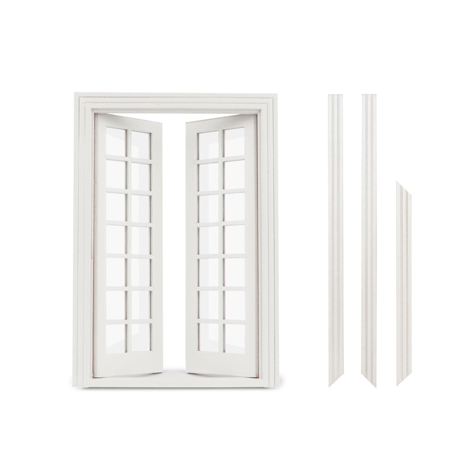 Cutemini 1:12 Scale Dollhouse Window with 28 Panes – White Wooden Miniature Frame for DIY Dollhouse Decor