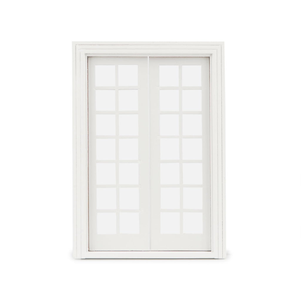 Cutemini 1:12 Scale Dollhouse Window with 28 Panes – White Wooden Miniature Frame for DIY Dollhouse Decor