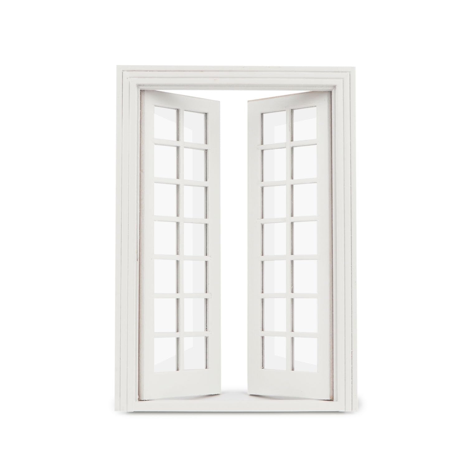 Cutemini 1:12 Scale Dollhouse Window with 28 Panes – White Wooden Miniature Frame for DIY Dollhouse Decor