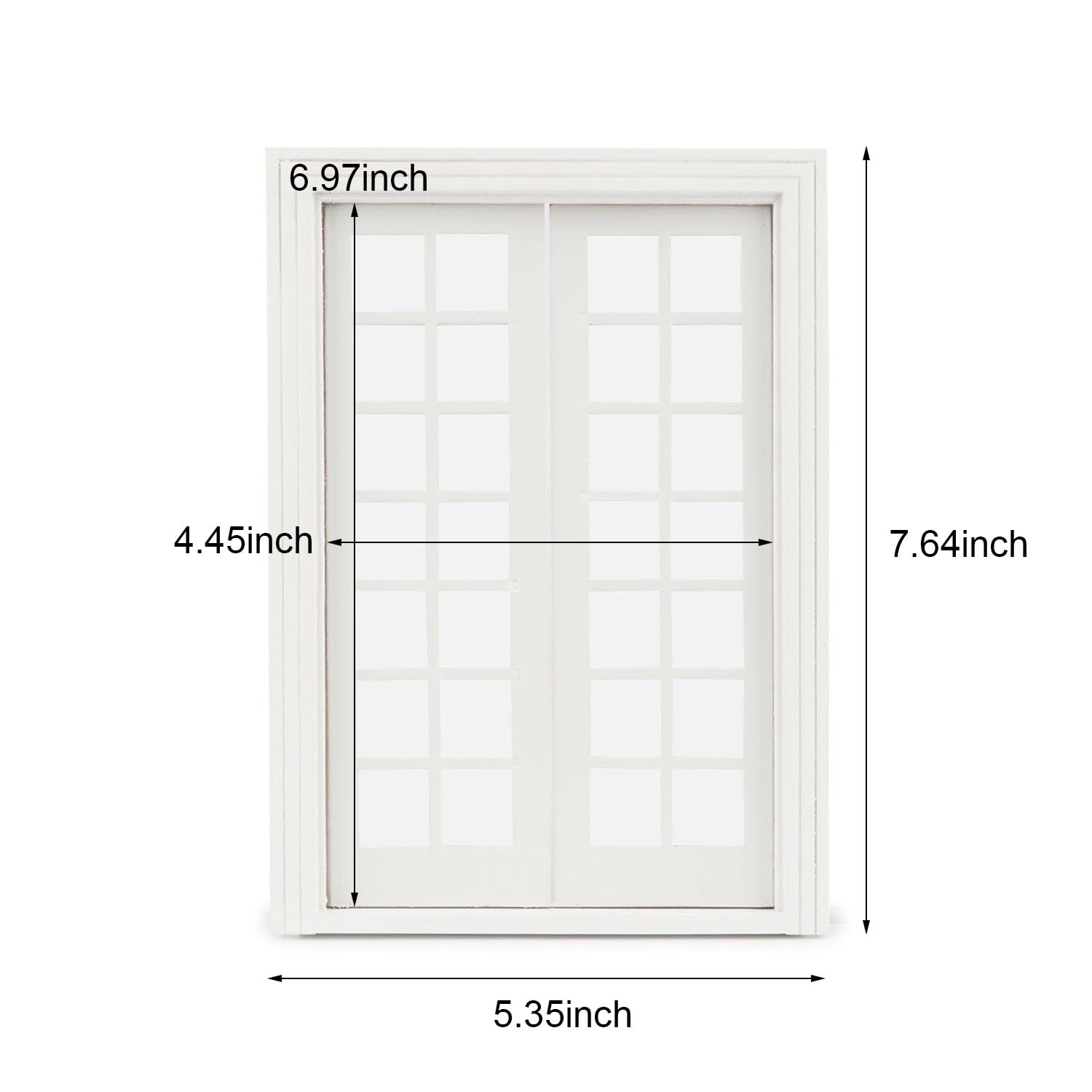 Cutemini 1:12 Scale Dollhouse Window with 28 Panes – White Wooden Miniature Frame for DIY Dollhouse Decor