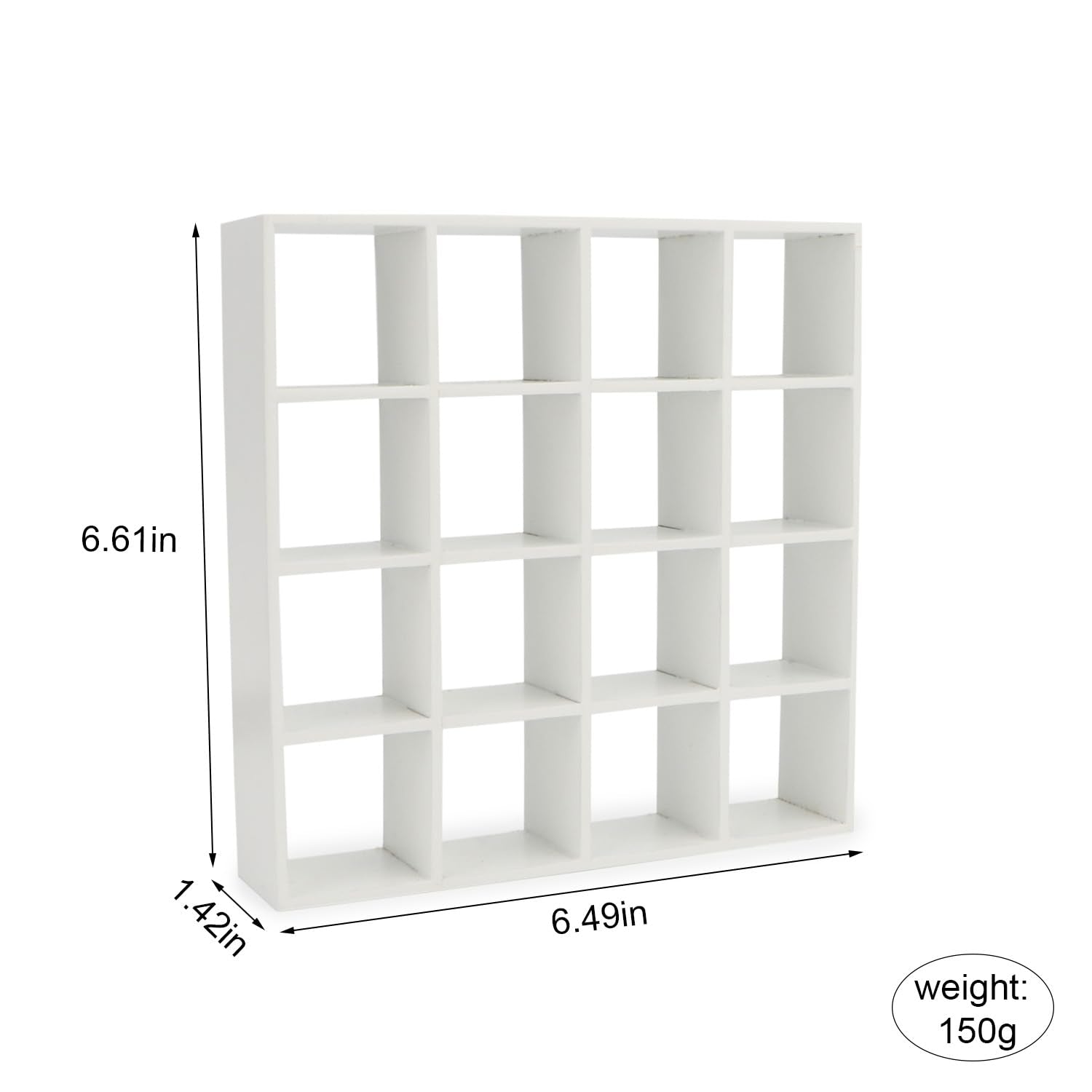 Cutemini 16-Grid Miniature Storage Rack for 1:12 Dollhouse - White Wood Shelf