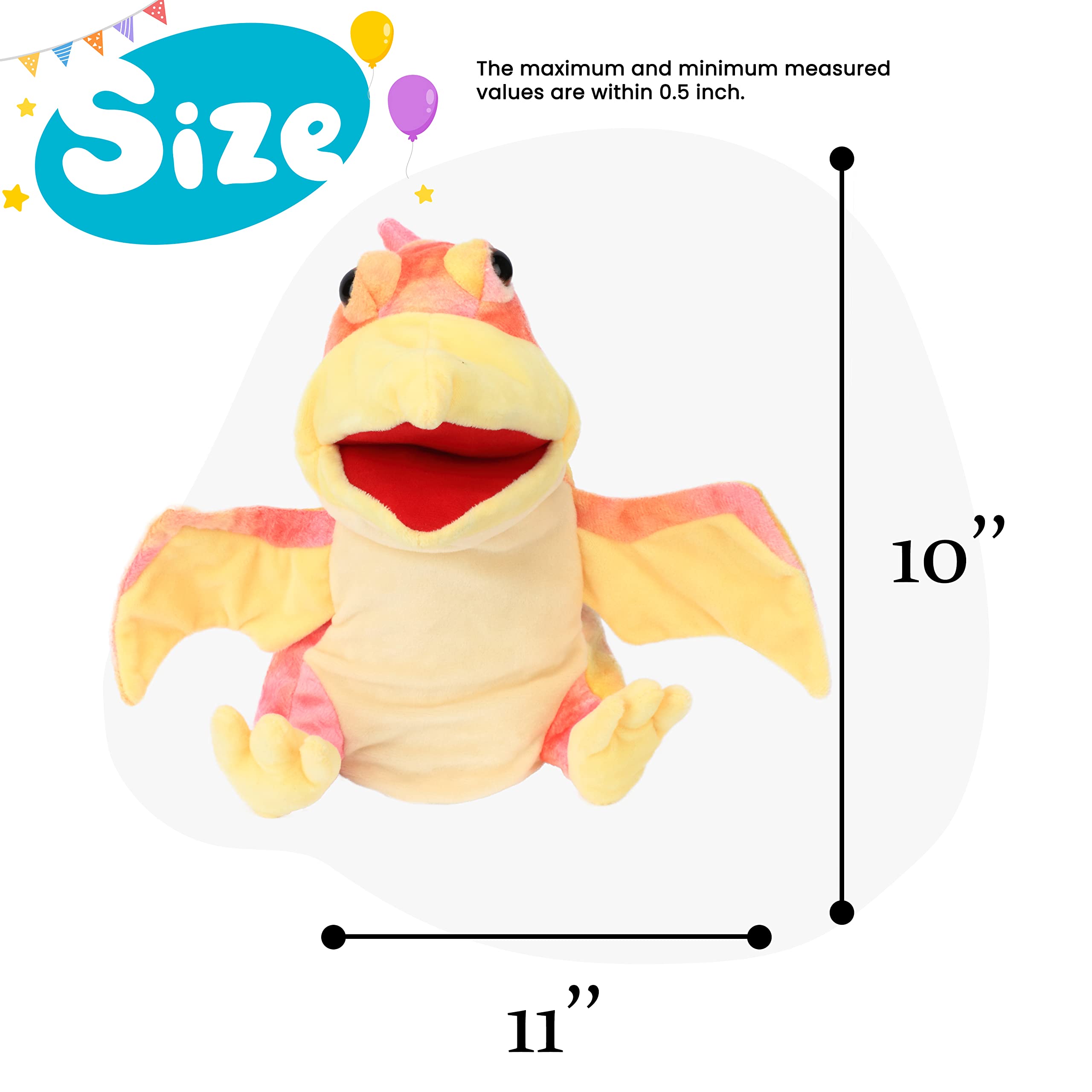 Cuteoy Plush Pterosaurus Hand Puppet - Soft Dinosaur Toy with Movable Mouth for Storytelling and Role Play