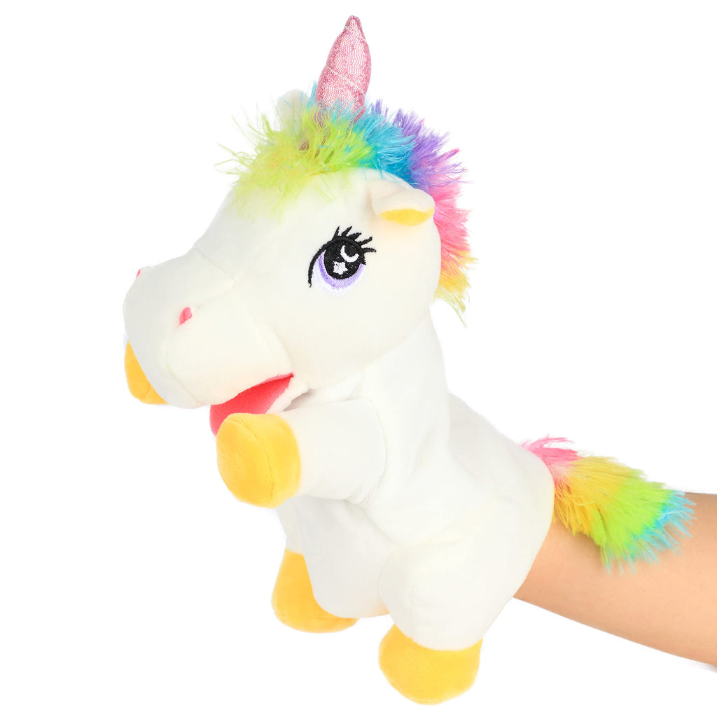 Cuteoy Unicorn Hand Puppet - Soft Plush with Open Movable Mouth for Kids and Adults